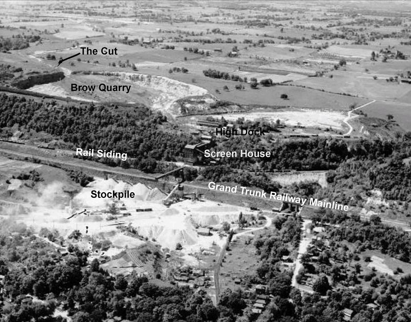 Photo of Canada Crushed Stone's Dundas quarry operation c. 1939